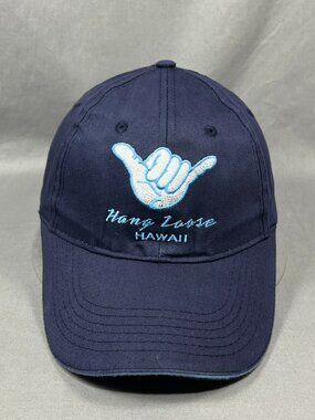 Hang Loose Hawaii Surfware Strapback Hat Navy Blue Dad Cap Hawaiian Classic Mens